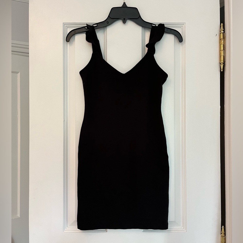 Forever 21 Black Ruffle Sleeve Mini Dress